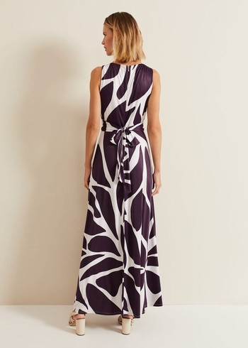 Phase Eight Palmer Leaf Print Dress Purple Canada | NKJAPX-720